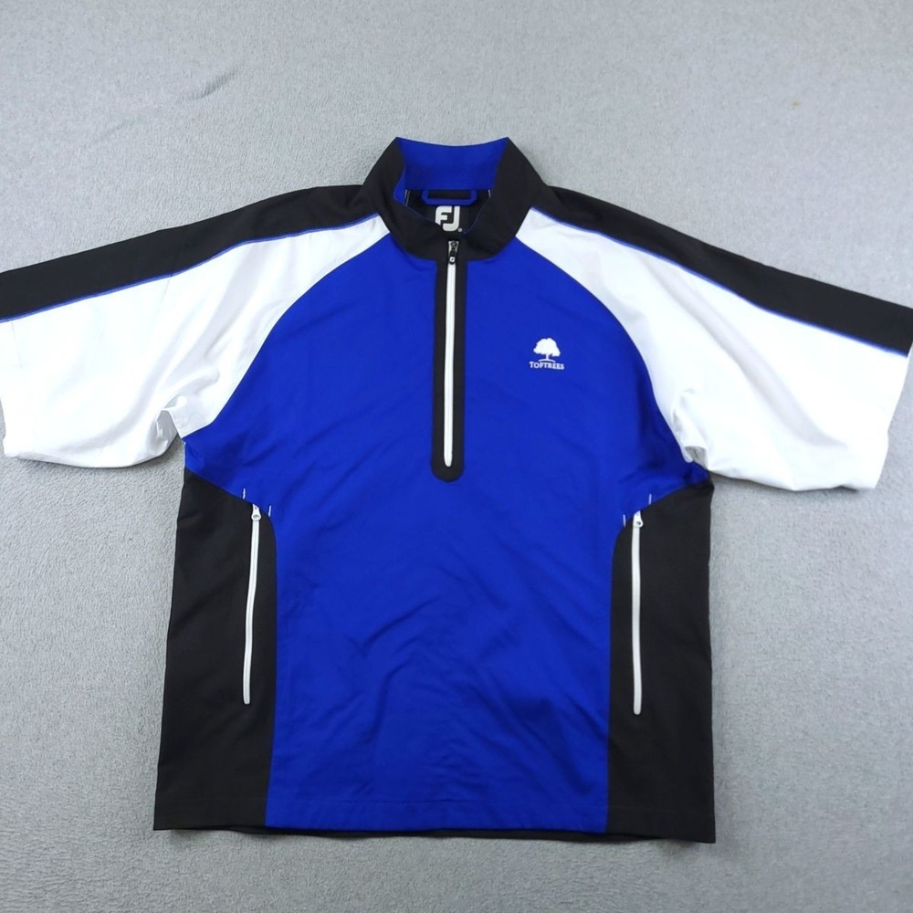 FootJoy Windshirt Mens Medium Blue Colorblock Golf Pullover Quarter Zip Jacket
